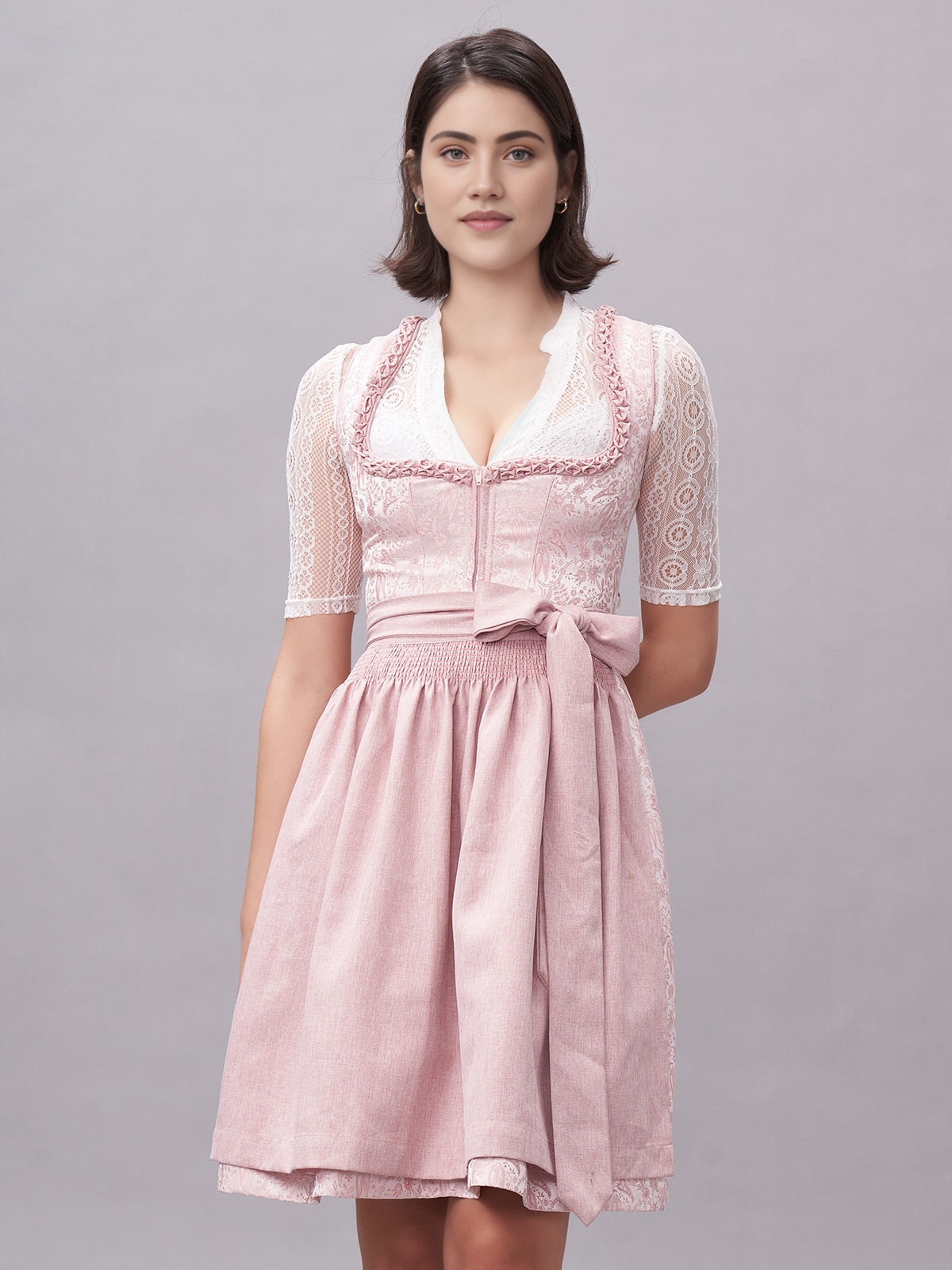 Dirndl mit Ärmel ohne Bluse in Rosa
