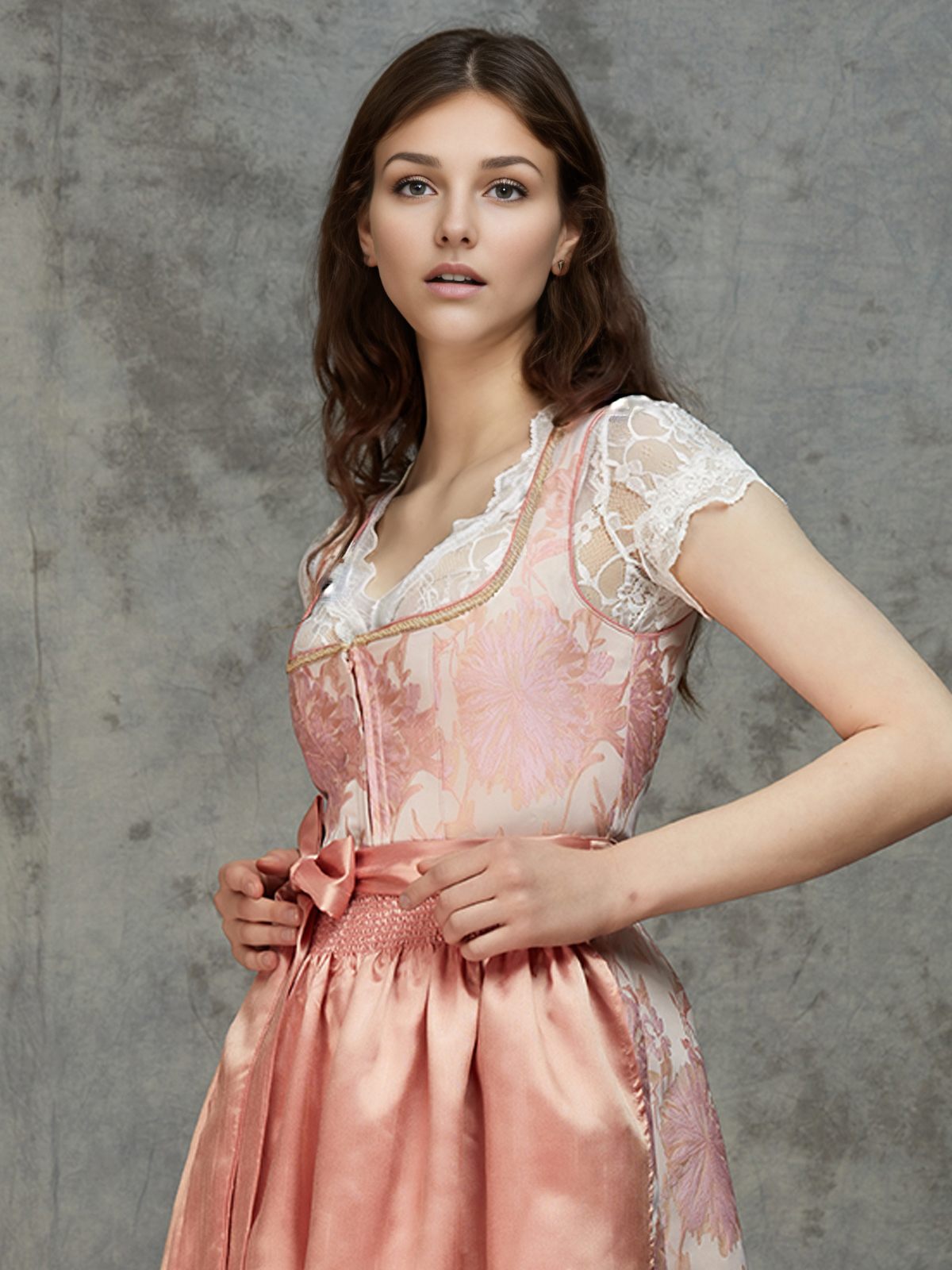 Dirndl in Rosa mit Samt-Optik