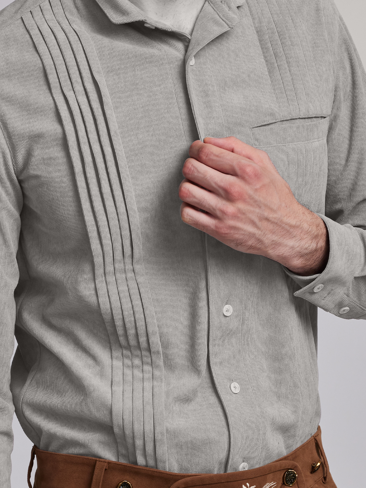 Dirndlbluse langarm weiß in grauer Variante