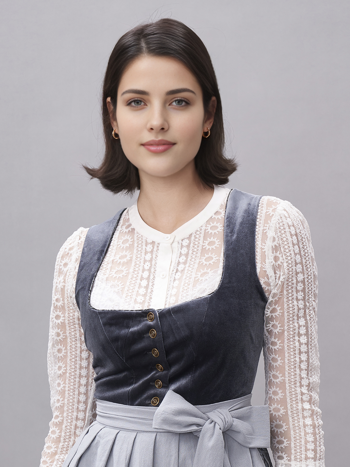 Ein elegantes blaues Dirndl mit modernem Schnitt